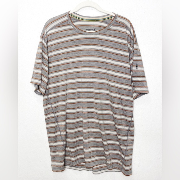 Smartwool Men’s Merino 150 Gray Short Sleeve Striped Crew Neck T-Shirt Size XXL - Picture 1 of 7